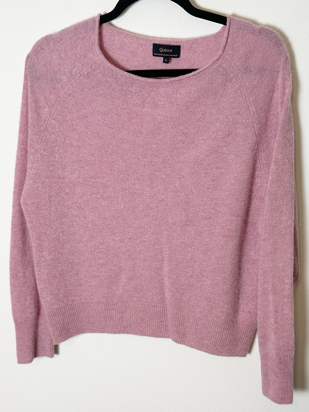 Quince 100% Mongolian Cashmere Boatneck Sweater Mauve Mist Pink Small